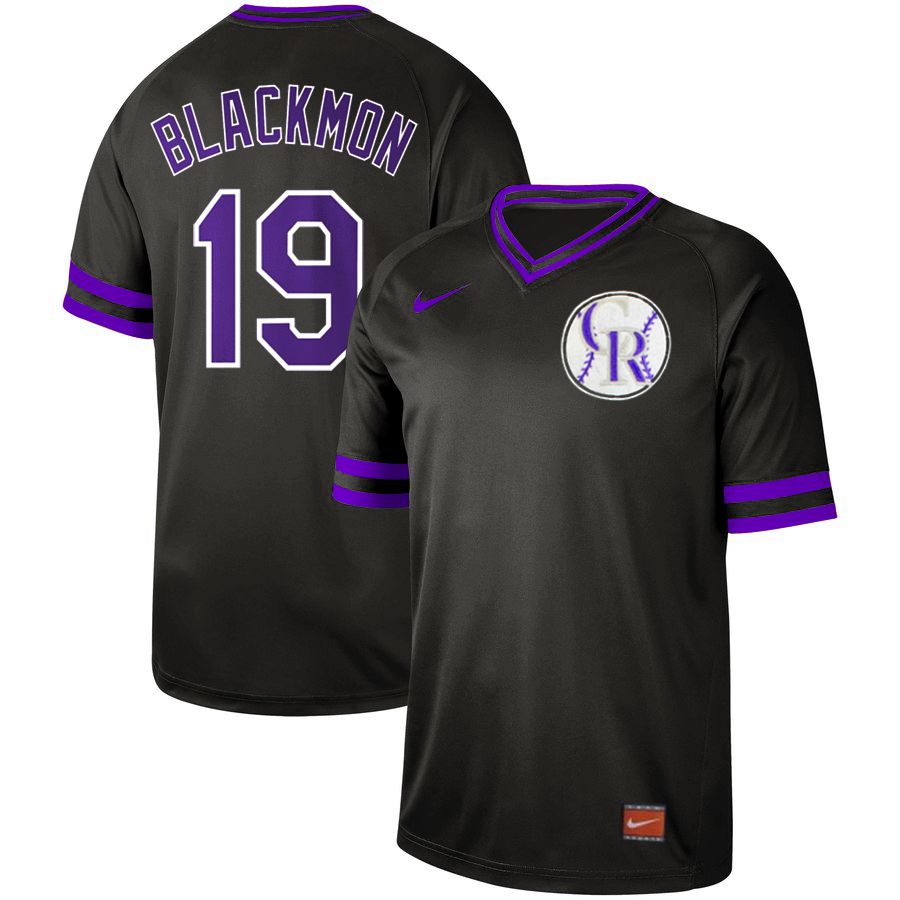 Men Colorado Rockies #19 Blackmon Black Nike Cooperstown Collection Legend V-Neck MLB Jersey